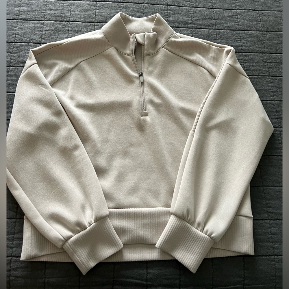 Quater zip cream scuba like sweatshirt